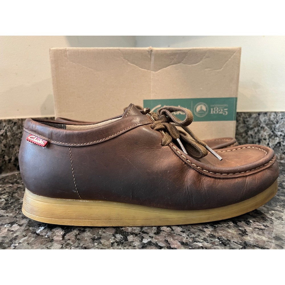 Clarks Stinson Lo Mens 9.5 Beeswax Leather Moc Toe Oxford Shoes 26066018 Brown - Picture 3 of 10